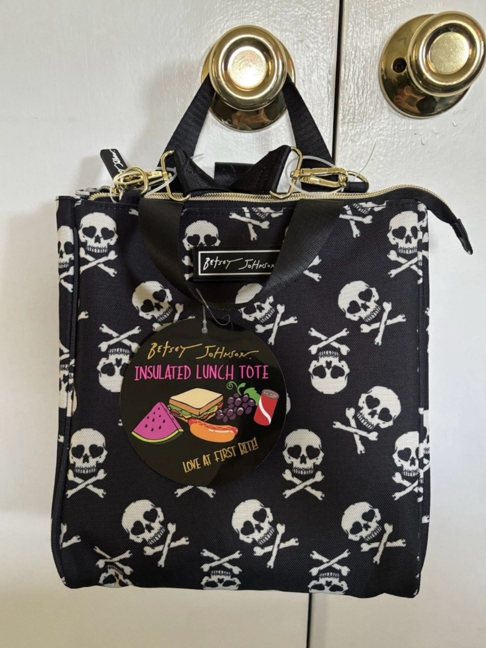 Betsey Johnson Skull Insulated Lunch Tote Bag Crossbody NEW with Tags